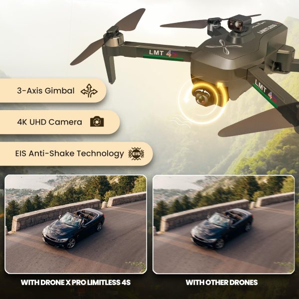 Drone X Pro LIMITLESS 4S Camera Drone for Adults - GPS 4K UHD Drones with Obstacle Avoidance - 3-Axis Gimbal - Auto Return and Follow Mode - Long Flight Time & Control Range - Live Video - Image 3